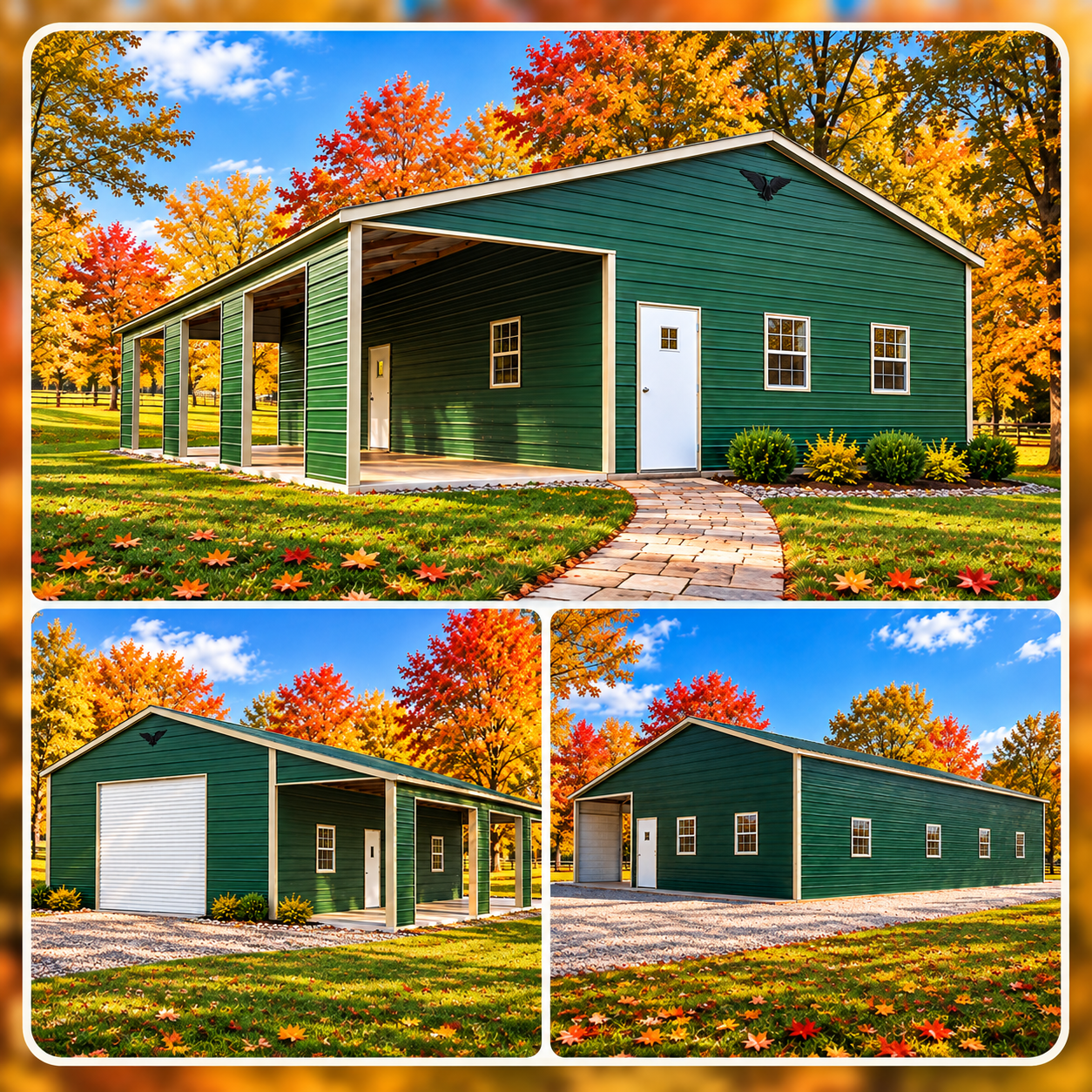 36×50×12/9 Metal Garage with Lean-To